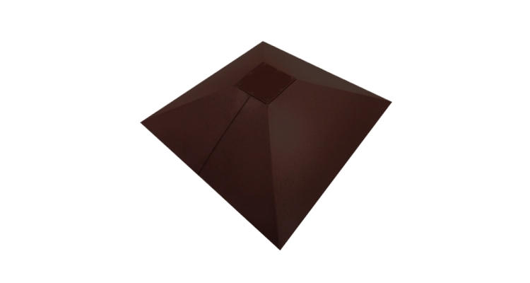 Колпак на столб под фонарь 390х390мм с отливом 0,45 PE с пленкой RAL 8017 шоколад