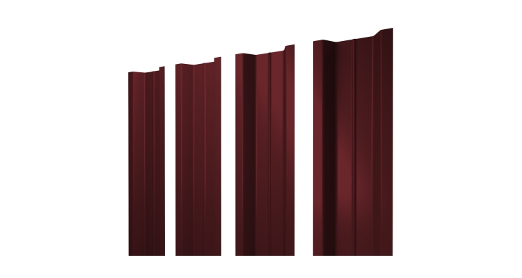 Штакетник П-образный В с прямым резом 0,45 PE RAL 3005 красное вино
