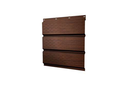 Софит металлический полная перфорация 0,45 Print Elite с пленкой Choco Wood TwinColor